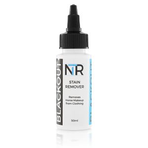 A bottle of NTR BlackOut Stain Remover 50ml on a white background.