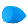 "Introducing the NTR Make Up Sponge: a blue, teardrop-shaped makeup sponge with a flat and rounded base.