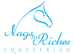 A blue logo with a horse and a blue background.